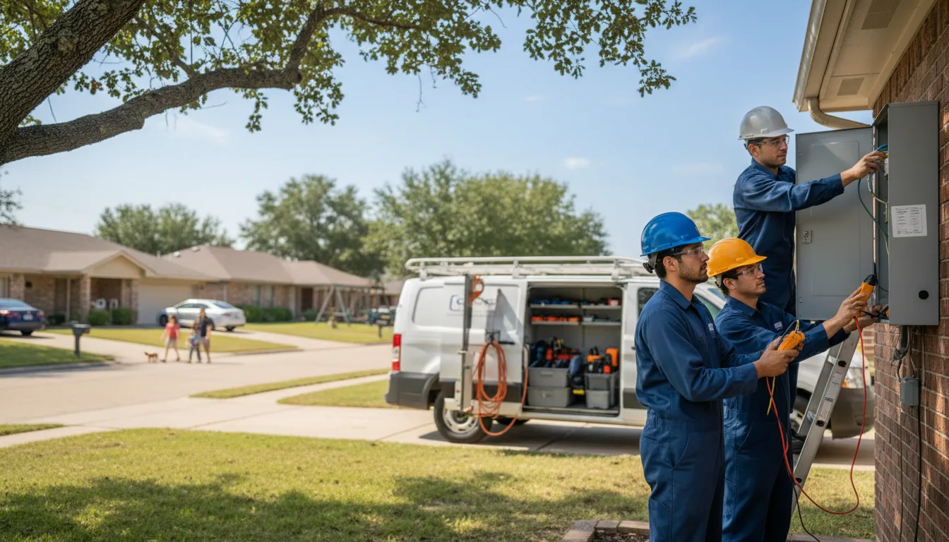 Certified electrician providing emergency electrical services in Mcqueeney, TX